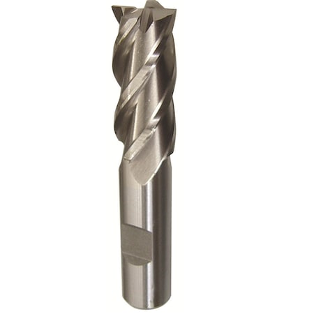 7/16x3/8 HSS 4 Flute Single End End Mill, Flute Length: 1